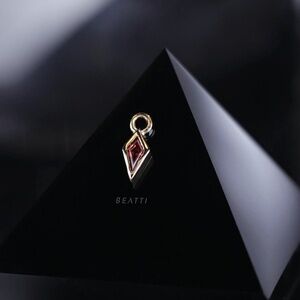 14K Gold Kite Garnet Hoop Charm - by BEATTI